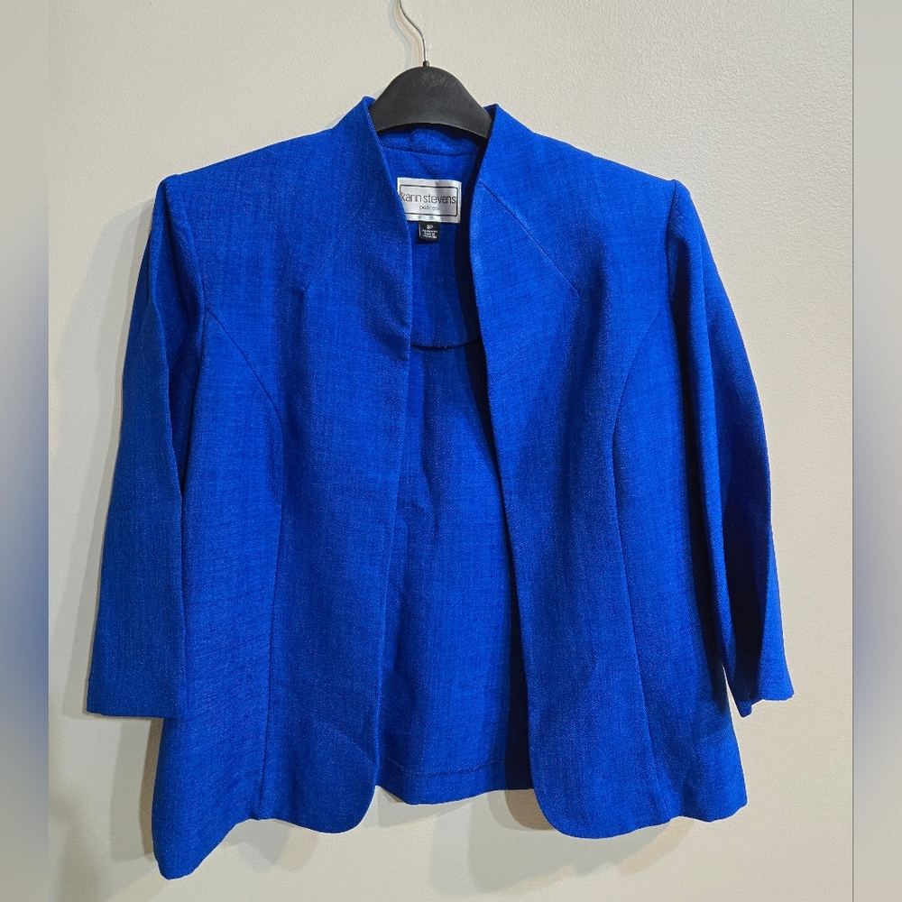 Karin Stevens Vibrant Blue Blazer Sz 8P 100% Polyester
